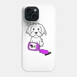 Funny white dog spilled grape jam Phone Case