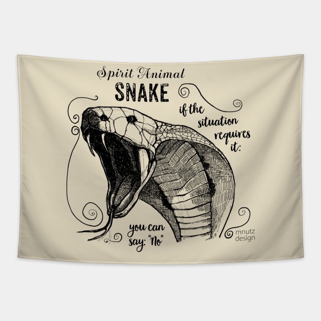 Spirit animal - Snake black Tapestry by mnutz