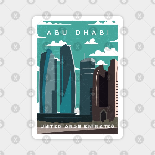 Abu Dhabi, UAE. Retro travel poster Magnet by GreekTavern