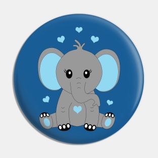 Cute baby elephant in blue Pin