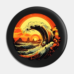 Sunset Surf Ballet: Dancing with Massive Waves 3 Pin