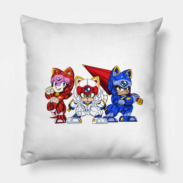 samurai pizza cats ecopop art in japan style wallpaper Pillow by jorge_lebeau