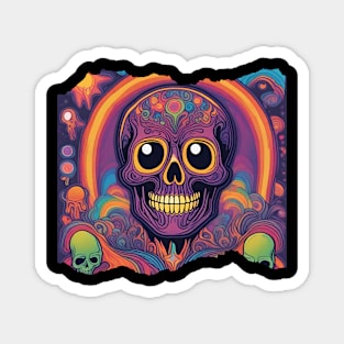 Psychedelic skulls Magnet