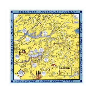 Vintage Hysterical Map Yosemite Travel T-Shirt