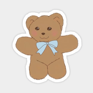 teddy bear ribbon coquette dollette brown blue Magnet