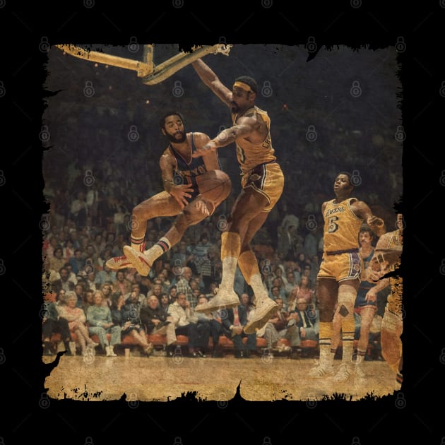 Walt Frazier Wrapping a Pass Around Wilt Chamberlain in Game 2 of The 1973 NBA Finals by Wendyshopart