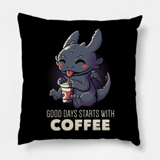 Good Days Starts With Coffee Funny Cute Gift Pillow