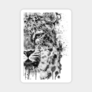 Black And White Half Faced Leopard Magnet