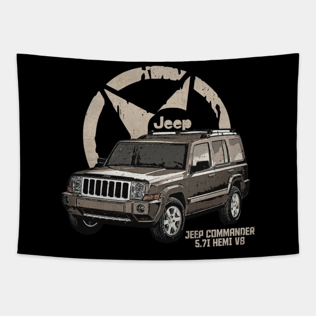 Jeep Commander 57i HEMI V8 JEEP White Star Tapestry by ElenaBerryDesigns