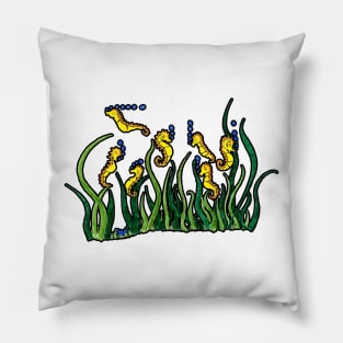 7 Little Yellow Seahorses Pillow