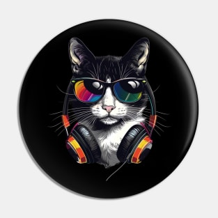 Cat DJ Vibes Pin