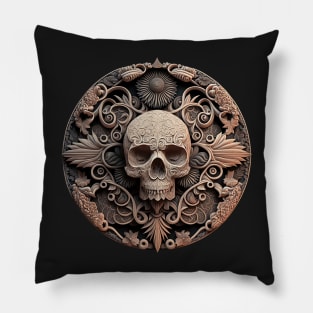 Flowerpunk Skull Mandala Pillow