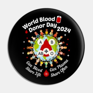 World Blood Donor Day 2024 Phlebotomy Technician Men Women Pin