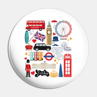 London England Collage Sightseeing Souvenir London Landmarks Pin