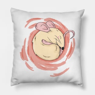 Sleeping Mouse - Hand Painted Artwork of a Tiny Adorable Mouse Sleeping Pillow