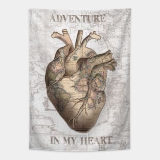 world map heart Tapestry