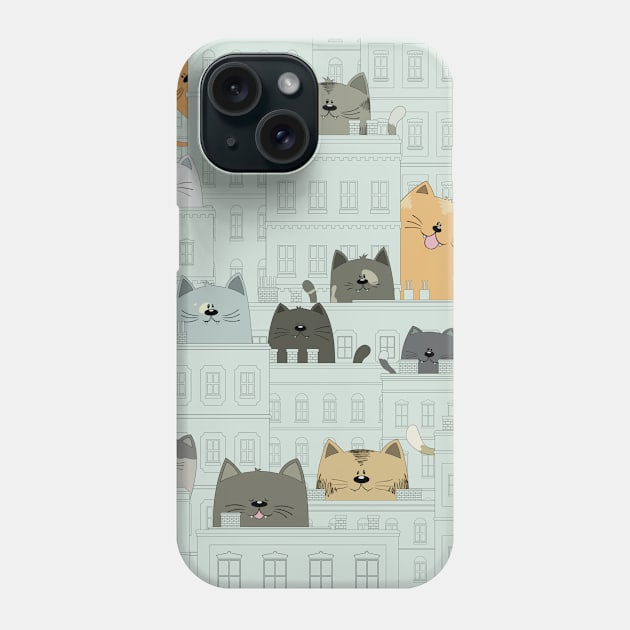 Cats and the city Phone Case by mangulica