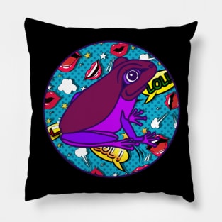 happy Frog - Pop Art Background Pillow