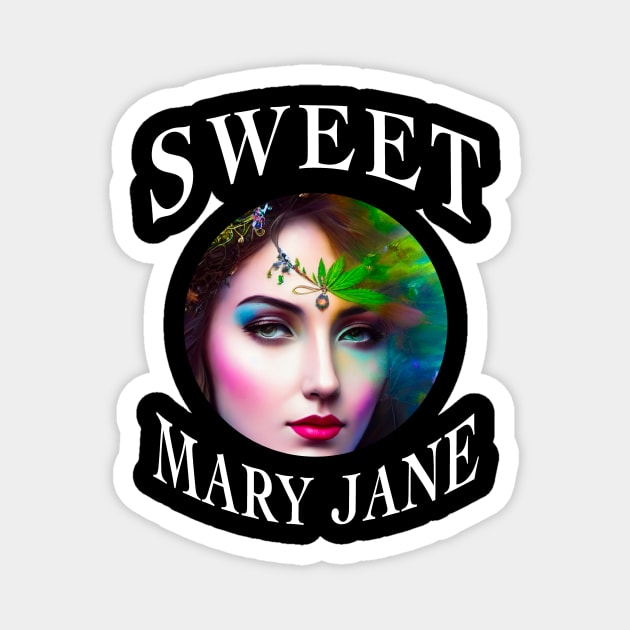 THC Pot Leaf | Support Medical Marijuana Weed. Sweet Mary Jane. A portrait of beautiful marijuana goddess Magnet by aditchucky