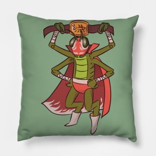 Funny Mexican Grasshopper Luchador Wrestler Sketch Drawing Pillow