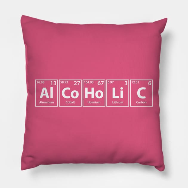 Alcoholic (Al-Co-Ho-Li-C) Periodic Elements Spelling Pillow by cerebrands