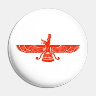 Faravahar - Zoroastrian symbol design in red -Zoroastrianism religion of fire Pin