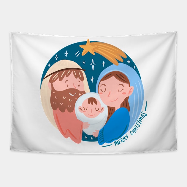 Nativity Hand Drawn Tapestry by Mako Design 