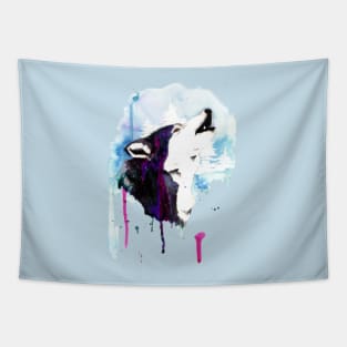 Paint Spatter Galaxy Wolf Tapestry
