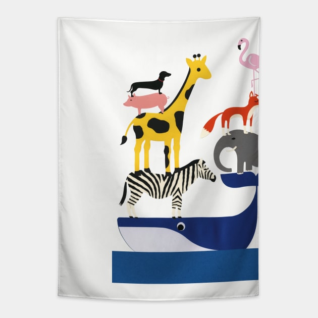 Animal Party Tapestry by Rosi Feist