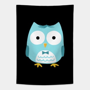 Cute Blue Owl with Bow Tie Tapestry