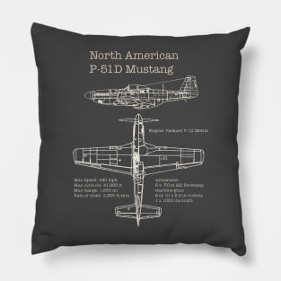 p-51 mustang blueprints Pillow