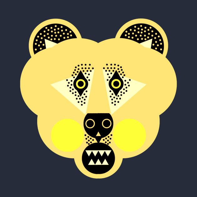 Grizzly Bear Face, Pale Yellow tones by AnimalMagic