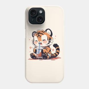 A vintage tiger cub drinking bubble tea Phone Case