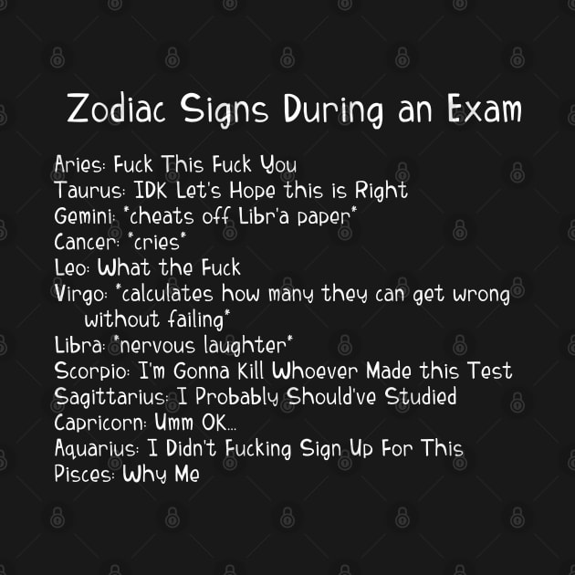 A Zodiac Sign Test: Zodiac During an Exam by Wanderer Bat