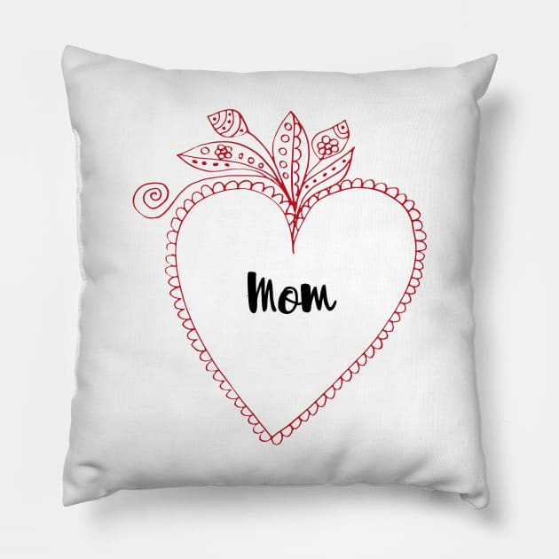 Mom and heart Pillow by grafart