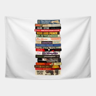 Classic Literature Books Stack Tapestry