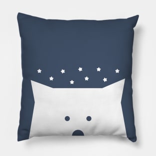 Peek-a-Boo Bear with Starry Night, White and Navy Blue Pillow