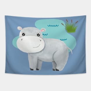 Adorable Baby Hippopotamus Tapestry