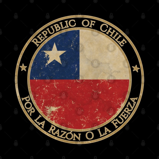 Vintage Republic of Chile USA South America United States Flag by DragonXX