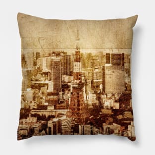 Vintage skyline of Tokyo Pillow