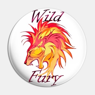 Lion Wild Fury, filled, red orange, darker Pin