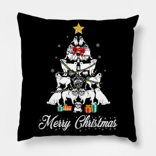 pug tree christmas Pillow