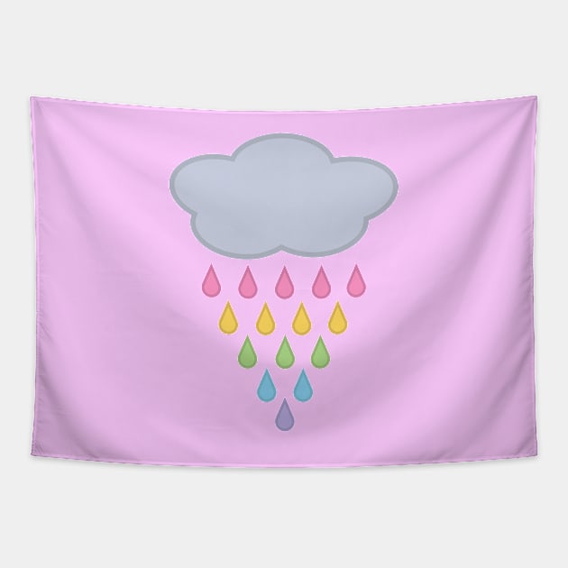 Raining Rainbow Rain Cloud in Pink Tapestry by Kelly Gigi