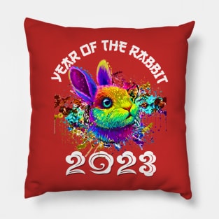 Happy Chinese New Year 2023 Year Of The Rabbit Pop Art Pillow