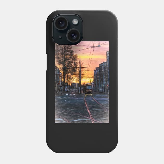 Early Morning Tram digital art Phone Case by IanWL