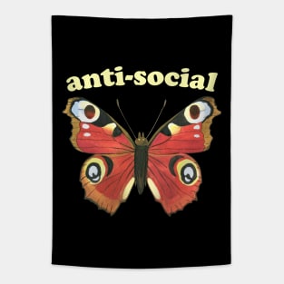 Anti-social butterfly (yellow text) - introverts unite (in their own homes) Tapestry