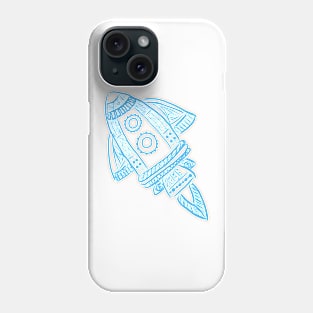 Rocket Line Drawing (Blue) Phone Case