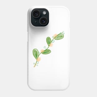 Green leaves watercolor floral art design Phone Case