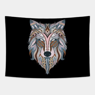 Boho Wolf art Tapestry