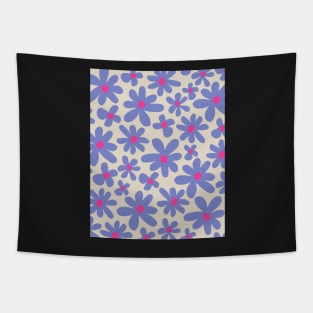 Abstract flowers pattern 80s blue red Tapestry